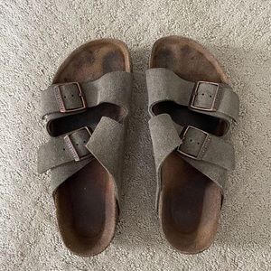 Green suede Birkenstocks